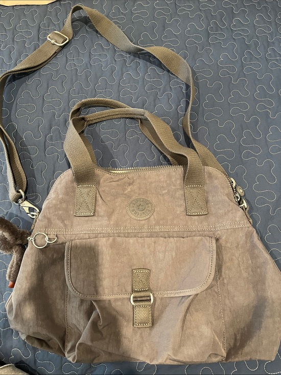 Kipling Handbags - Kipling Gray Canvas Shoulder Satchel with Adjustable Strap